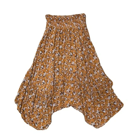 Floral Mustard Ruffle Hem Midi Skirt - M - Picture 8 of 8